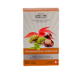 Капсули кінський каштан і виноградне листя Rosskastanie Weinlaub Вівасан Швейцарія 60 шт.