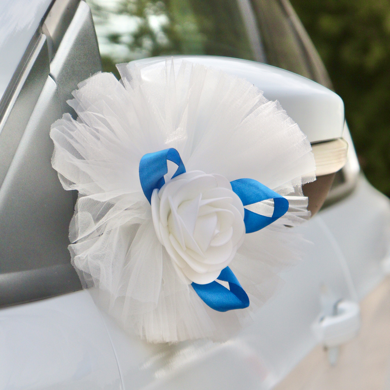 Якість! Розкішні Банти 25 см на дзеркала машини Комплект 2 шт., Синій, фото 1