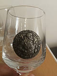 Скляні чарки на ніжці з олов'яної медаллю, фото 2
