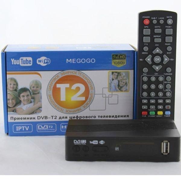 Цифрова телевізійна приставка Т2 Megogo ефірний тюнер DVB-Т2 ресивер DVB-T2, Wi-Fi, IPTV, USB