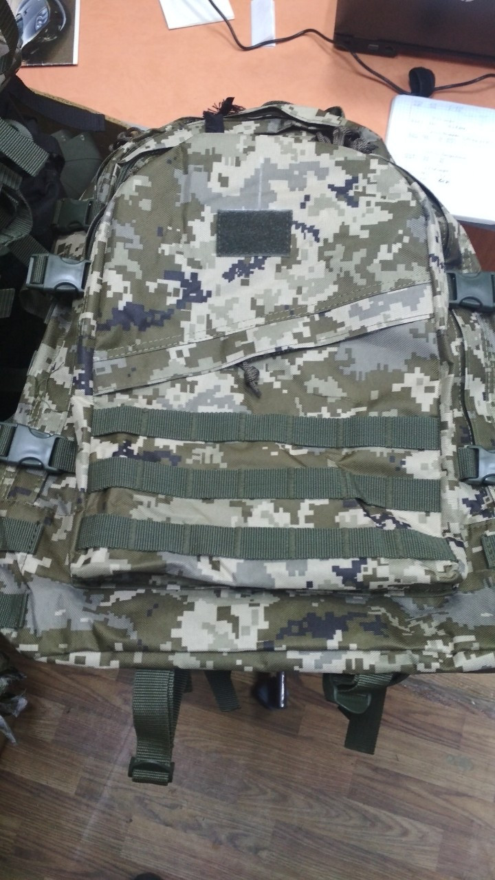 Тактический походный крепкий рюкзак с органайзером 40 литров пиксель - фото 8 - id-p269807896