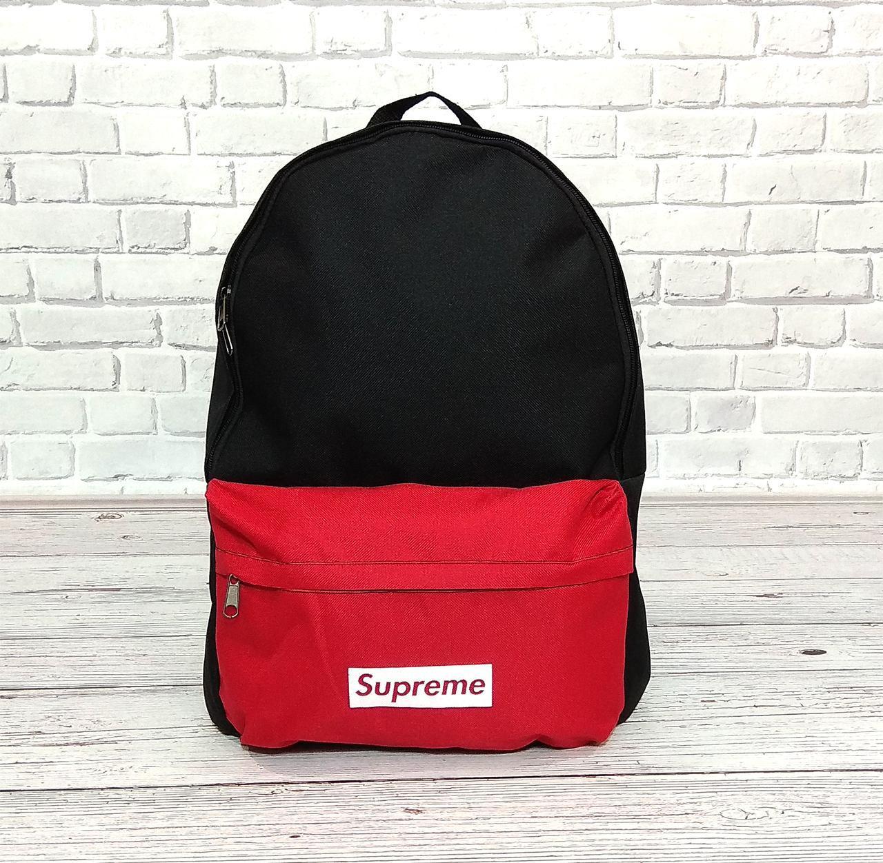 Новинка! Рюкзак молодіжний супрім, Supreme. Чорний з червоним.