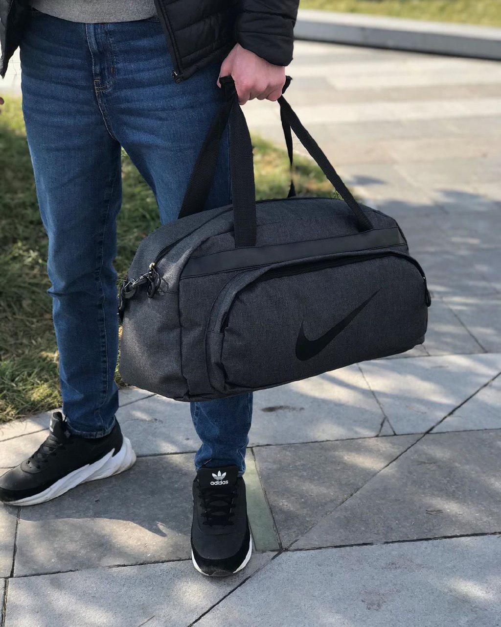 Не промокаемая сумка найк, Nike для спортазала і подорожей. Коттон | Темно-сіра