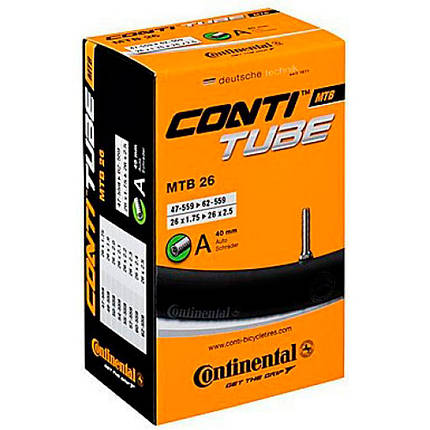 Камера для велосипеда Continental MTB 26"x1.75-2.5, 47-559 -> 62-559, AV40mm, 210 г, фото 1