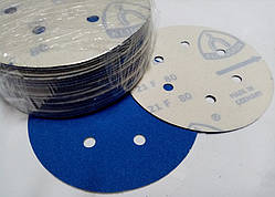 Сині круги Р80 діаметр 125 KLINGSPOR наждачні з перфорацією
