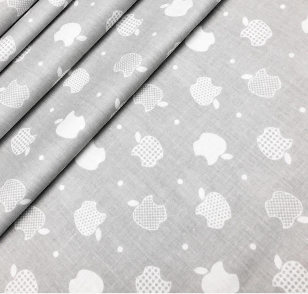 Польська бязь "яблучка білі на сірому", фото 1