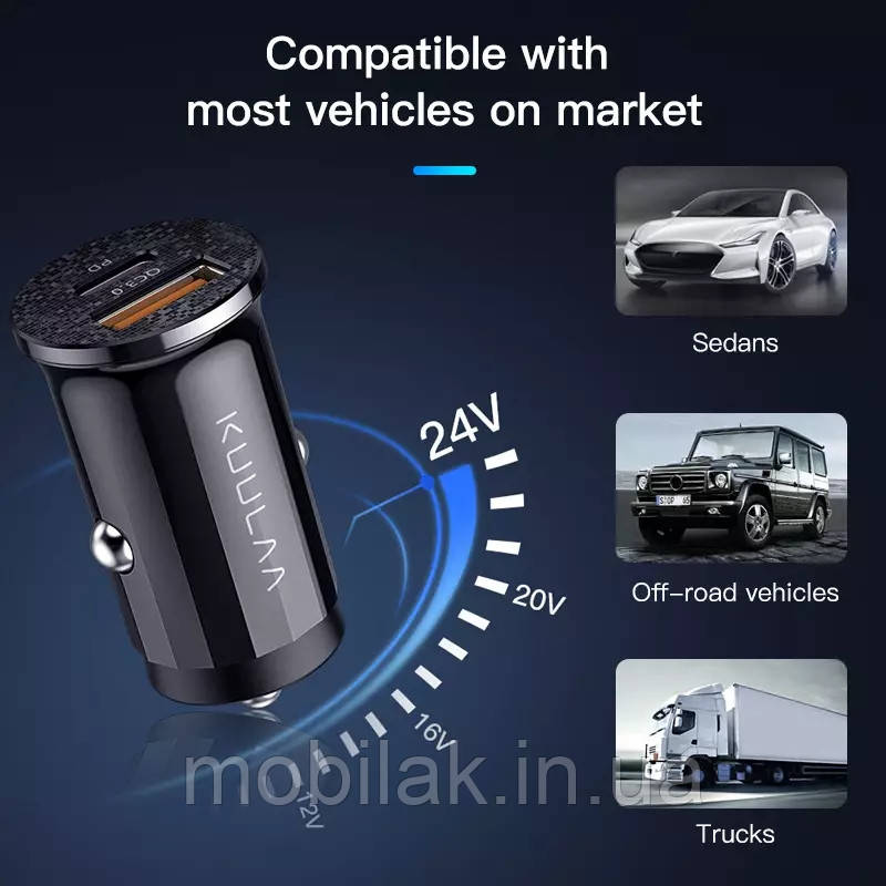 QC3.0+PD Автомобільний зарядний пристрій