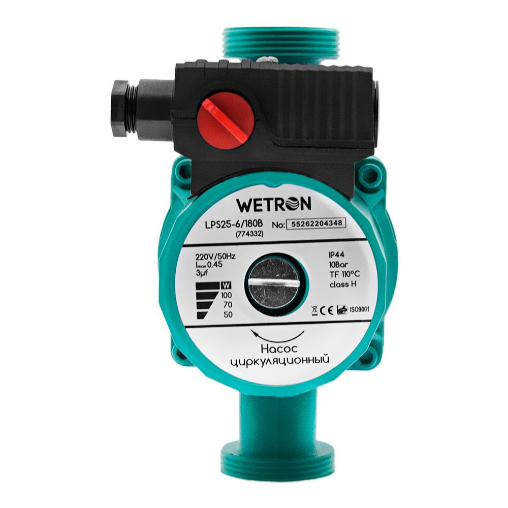 Циркуляційний насос Wetron 774332 (100 Вт, Hmax 6 м, Qmax 50 л/хв, Ø1½", 180 мм Ø1")