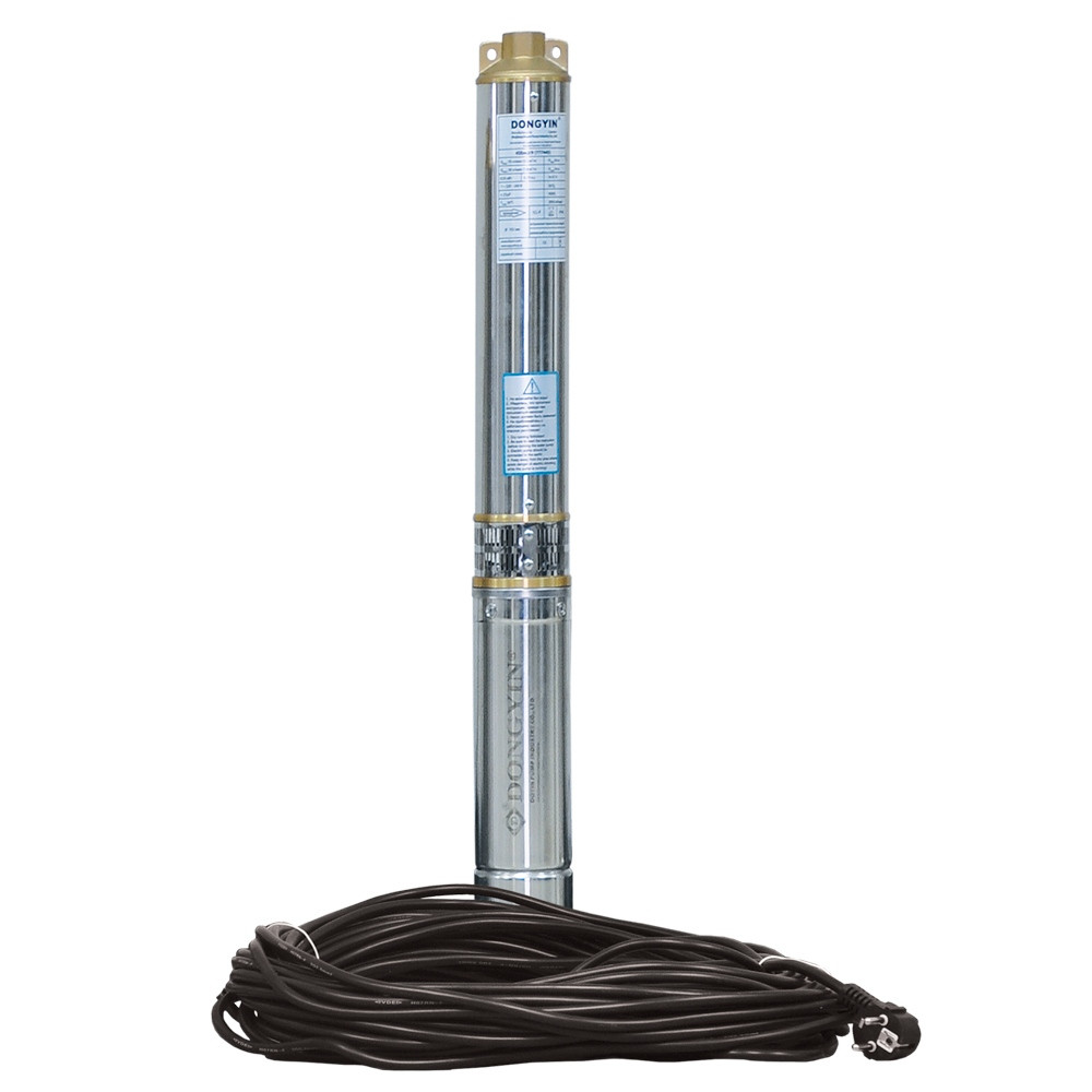 Насос свердловинний відцентровий DONGYIN (370 Вт, напір 35 м, 90 л/хв, кабель 20 м, Ø80 мм) для води, поливу