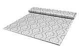 Скатертина кругла тефлонова бавовняна з водовідштовхуючою пропиткою білі корони на сірому на круглий стіл, фото 2