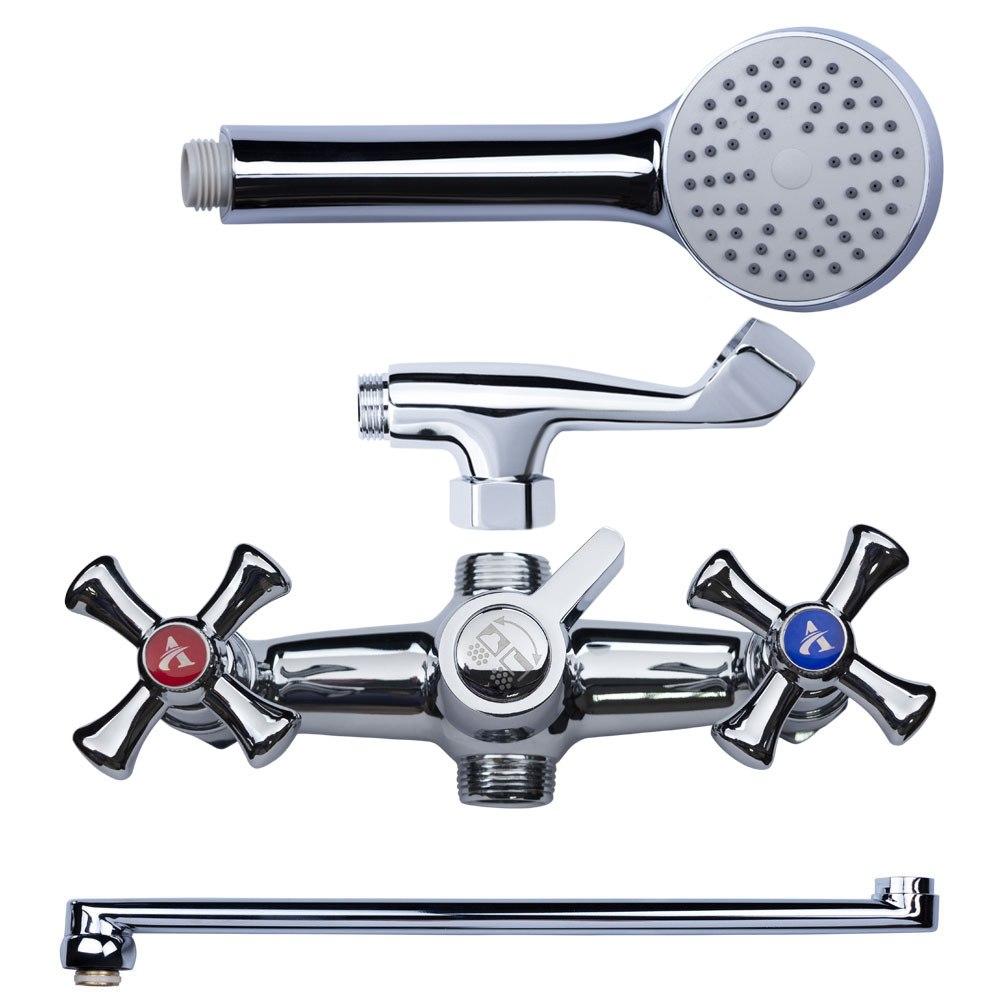 Смеситель для ванны PL 1/2" ТМ AQUATICA (гусак прямой 350 мм, дивертор встроенный картриджный), фото 3