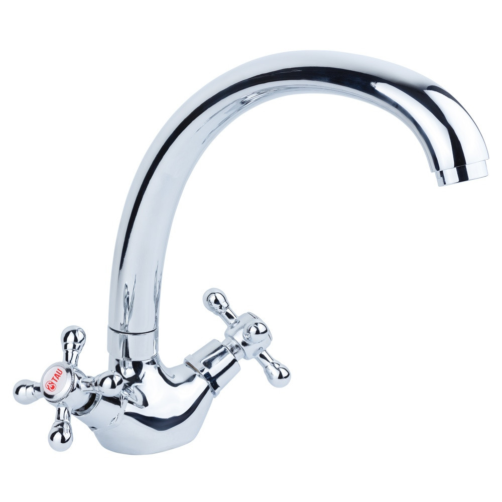 Смеситель VD 1/2" для кухни гусак ухо на гайке TAU (VD-4B461C), фото 1