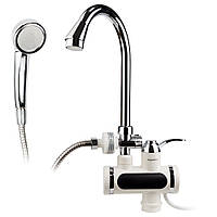 Проточний водонагрівач для ванни, з душем (3 кВт, гусак вухо, на гайці, 0,4-5 бар, нижнє кріплення) ТМ AQUATICA