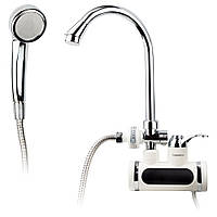 Кран-водонагреватель проточный для ванны с душем (3 кВт, настенный, 0,4-5 бар, гусак ухо) ТМ AQUATICA