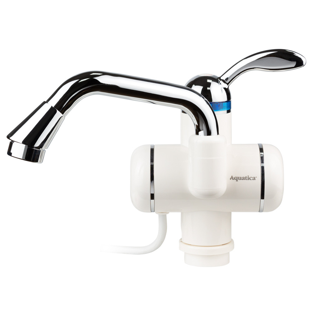 Водонагрівач проточний для раковини, умивальника (3 кВт, гусак довгий, на гайці, 0,4-5 бар) ТМ AQUATICA, фото 1