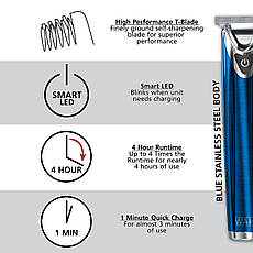 Тример для окантовки та стриження бороди Wahl Stainless Steel Advanced, синій (9864-600BL), фото 4