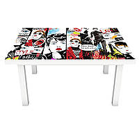 Наклейка на вініловий стіл Комікси ПВХ плівка для меблів інтер'єрна 3D малюнок люди білий 600*1200 мм