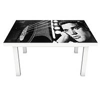 Наклейка на стол виниловая Элвис Пресли ПВХ пленка для мебели интерьерная 3D ретро певцы серый 600*1200 мм