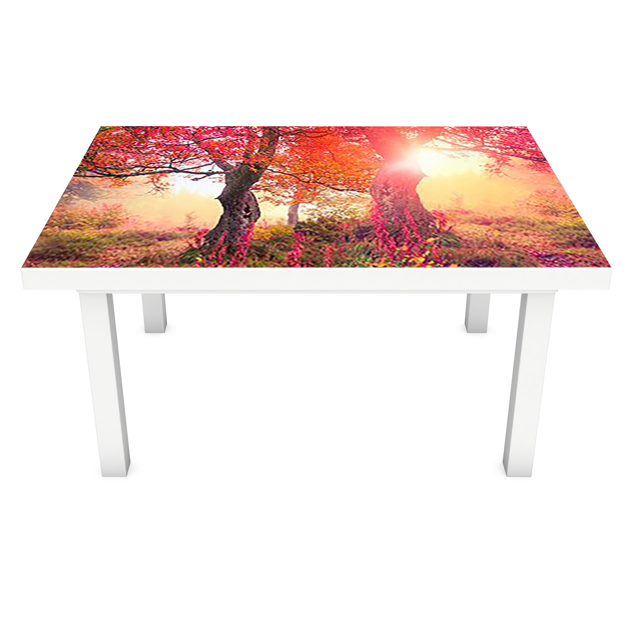 Наклейка на вініловий стіл Осінній сад ліс ПВХ плівка для меблів інтер'єрна 3D дерева осінь 600*1200 мм