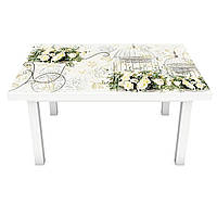 Наклейка на стол виниловая Винтажные розы ПВХ пленка для мебели интерьерная 3D цветы бежевый 600*1200 мм