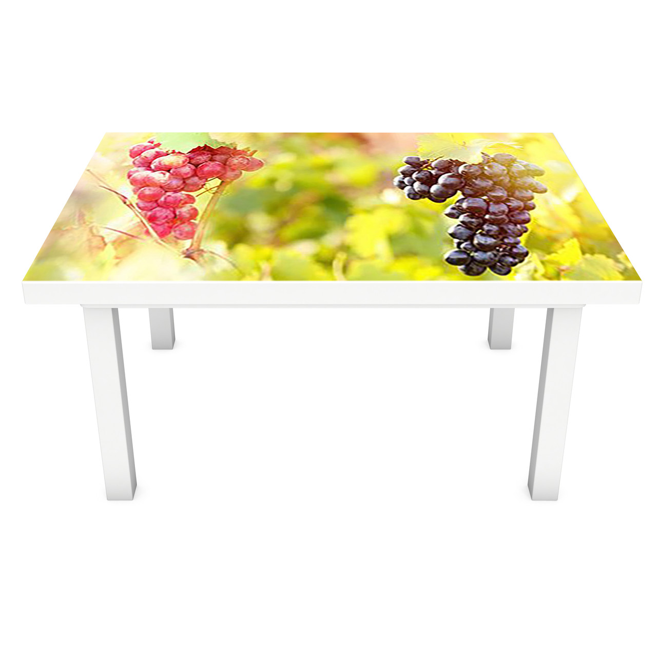 Наклейка на стіл вінілова Гронки Винограду та сонце ПВХ плівка для меблів інтер'єрна 3D зелений 600*1200 мм