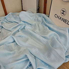 Шовкова брендова хустка, небесно-блакитна