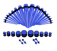 Растяжки конусные плюс плаги для тоннелей в уши синий (18 пар -36 шт)