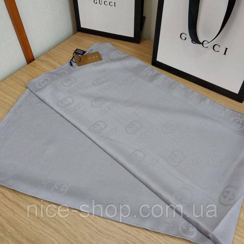 Хустка Gucci сталевий, шовк, фото 3