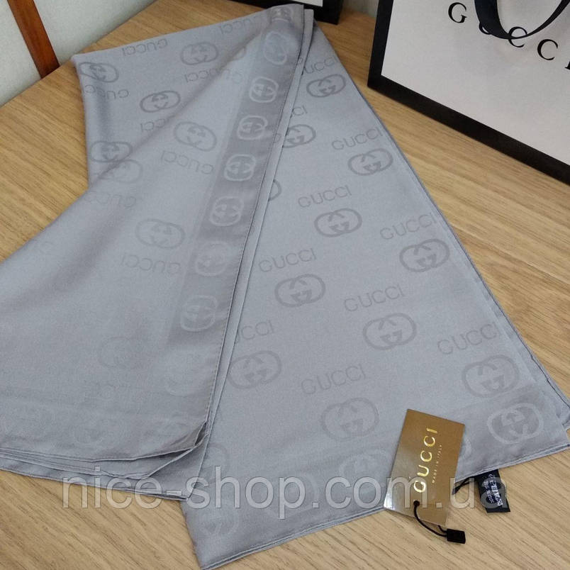 Хустка Gucci сталевий, шовк, фото 1