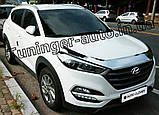 Дефлектор капота хромований (мухобійка) Hyundai Tucson 2015- (Autoclover D971), фото 3