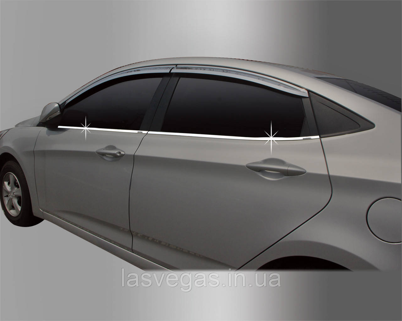 Хром молдинг скла Hyundai Accent 2010-2016 (Autoclover/Корея B230)