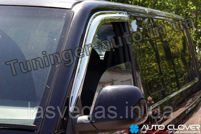 Дефлектори вікон, хромовані (вітровики) Volkswagen Transporter T5/T6 2003- (Autoclover B483)