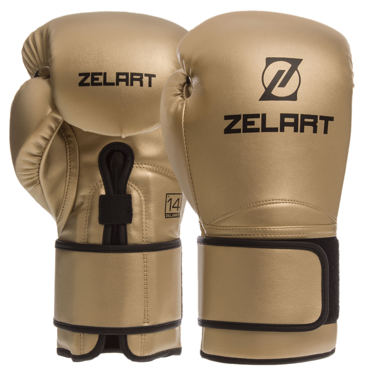 Рукавиці для боксу та єдиноборств на липучці ZELART BO-1391 Gold-Black 14 унцій