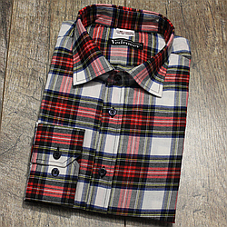 Фланелева чоловіча сорочка в червоно-білу карту
