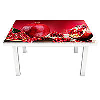 Интерьерная наклейка на стол Спелый гранат 02 (ПВХ пленка для мебели виниловая 3D) красные зерна 600*1200 мм