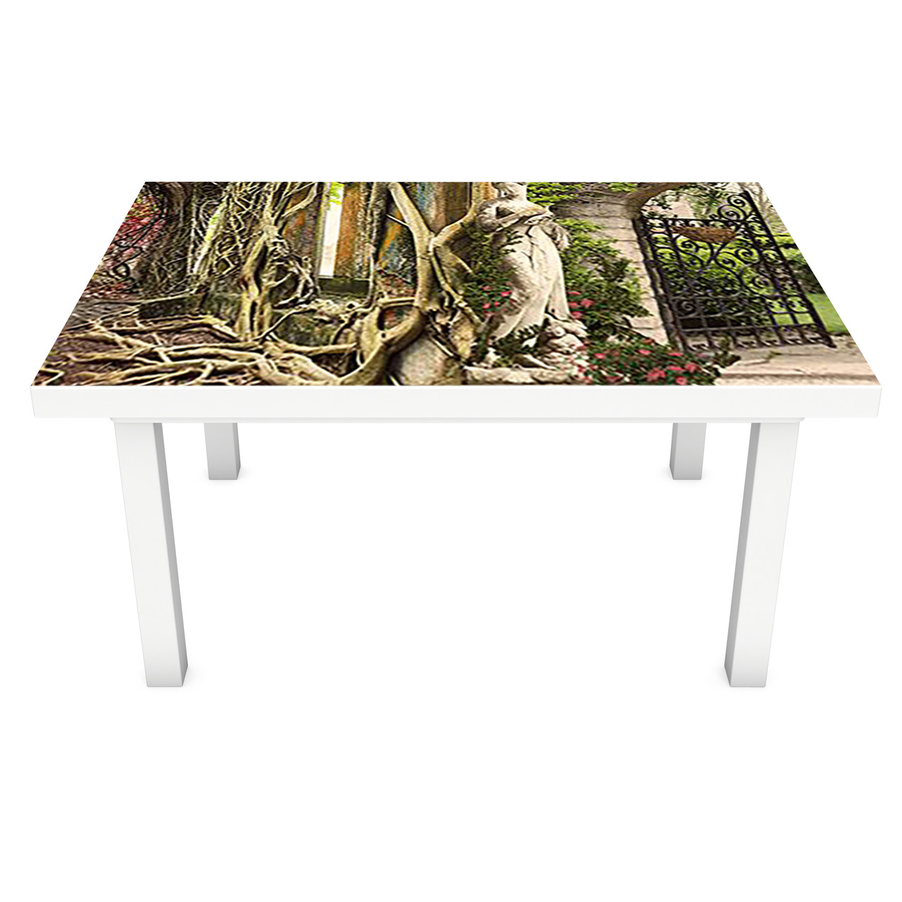 Інтер'єрна наклейка на стіл Старий Фонтан (ПВХ плівка для меблів вінілова 3D) дерева коріння ретро 600*1200мм, фото 1