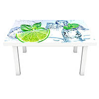 Интерьерная наклейка на стол Лайм 02 (ПВХ пленка для мебели виниловая 3D) цитрусы лед мята зеленый 600*1200 мм