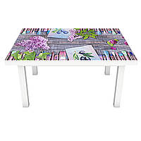 Интерьерная наклейка на стол Сирень Краски (ПВХ пленка для мебели виниловая 3D) доски фиолетовый 600*1200 мм