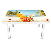 Інтер'єрна наклейка на стіл Вічне літо, пляж пальми відпустку (ПВХ плівка для меблів вінілова 3D) 600*1200мм