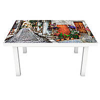 Интерьерная наклейка на стол Мощенные улицы Прованса (ПВХ пленка для мебели виниловая 3D) брусчатка 650*1200
