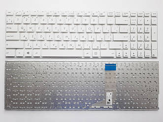 Клавіатура для ноутбуків Asus VivoBook A556, X556, X756 біла без рамки RU/US