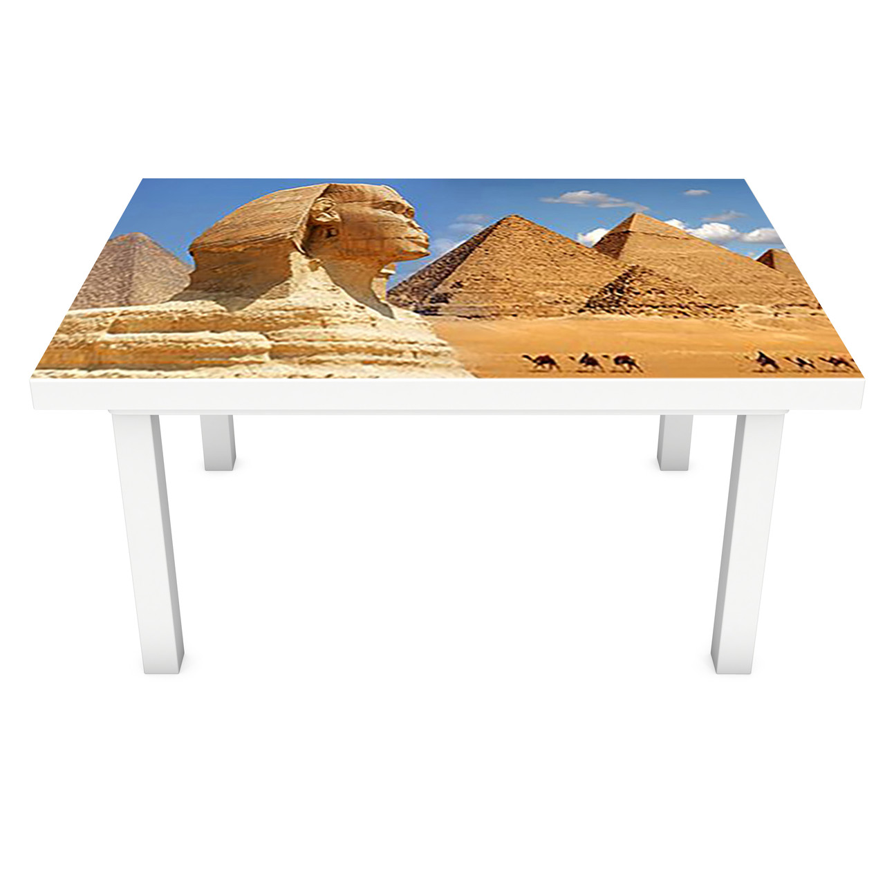 Наклейка на стіл Єгипетські Піраміди (ПВХ інтер'єрна плівка для меблів) Єгипет Сфінкс Бежевий 600*1200мм
