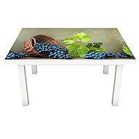 Наклейка на стол Синий Виноград (ПВХ интерьерная пленка для мебели) лоза ягоды Зеленый 600*1200 мм