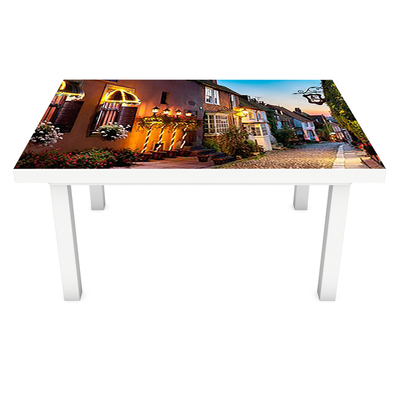 Наклейка на стіл Вечір в Провансі (ПВХ інтер'єрна плівка для меблів) нічне місто Коричневий 600*1200мм