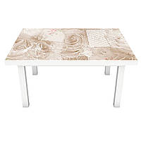 Наклейка на стол Бежевые Розы (ПВХ интерьерная пленка для мебели) цветы Абстракция 600*1200 мм
