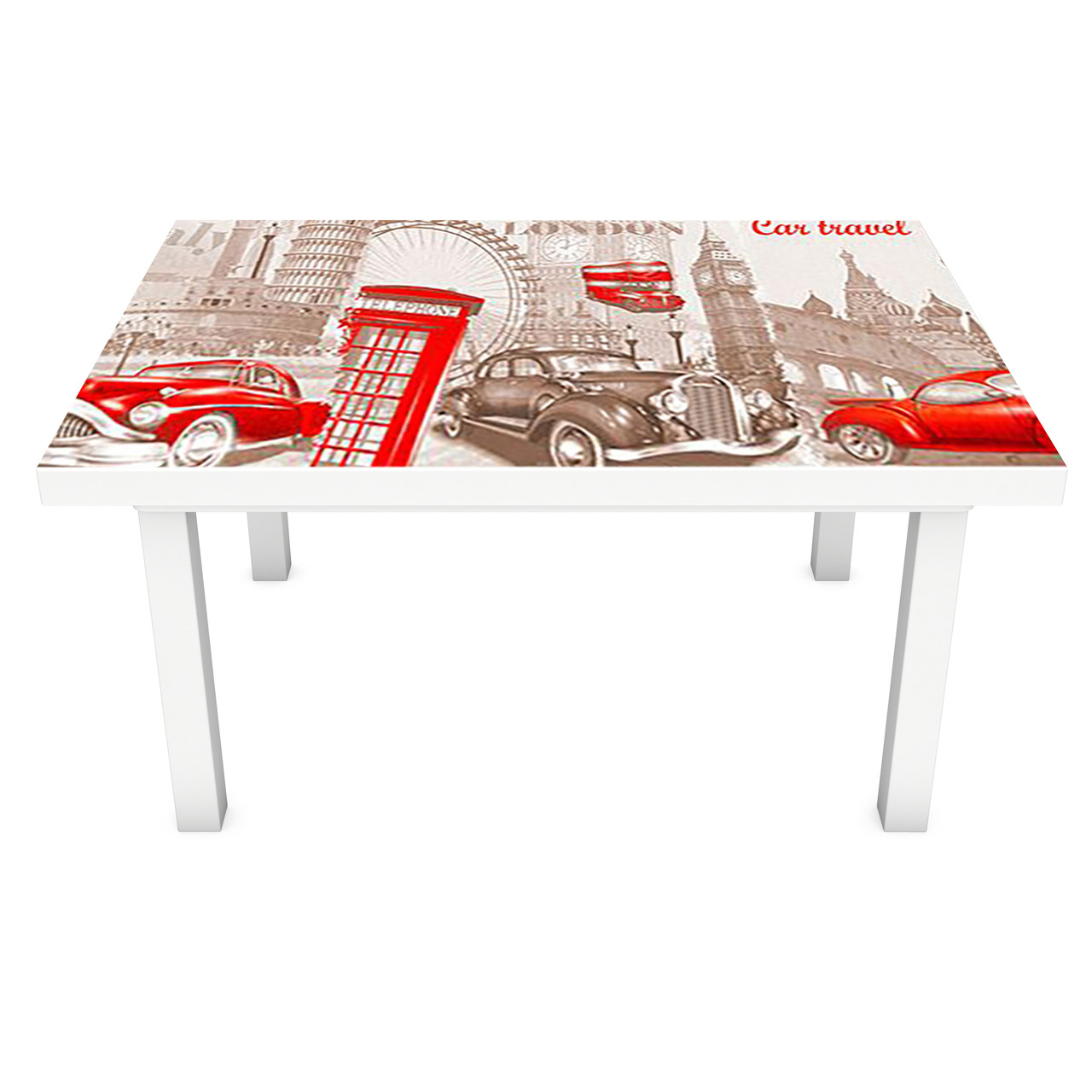 Наклейка на стіл Яскрава Італія (ПВХ інтер'єрна плівка для меблів) символи подорожі Бежевий 600*1200мм