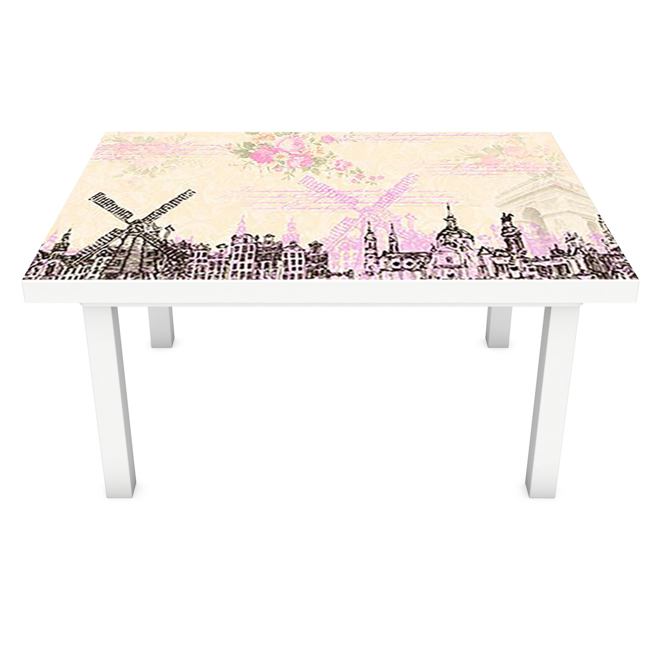 Наклейка на стіл Голландія Ретро (ПВХ інтер'єрна плівка для меблів) намальований місто 600*1200мм