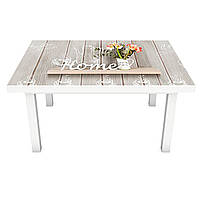 Наклейка на стол Home (ПВХ интерьерная пленка для мебели) доски цветы уют Текстура Серый 600*1200 мм