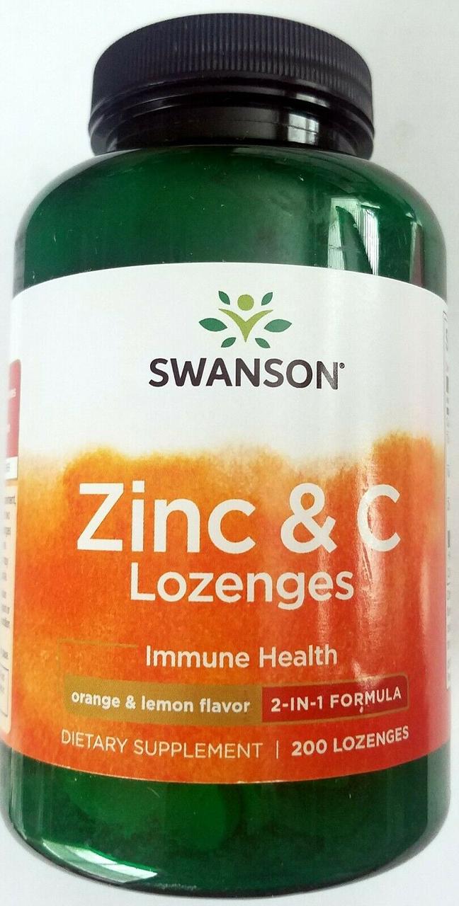 Swanson Zinc&C Lozenges 200 таб для укрепления иммунной и гормональной системы
