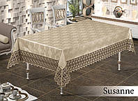 Скатертина з мереживом Maison Royale 160x220 Susanne Cappucino